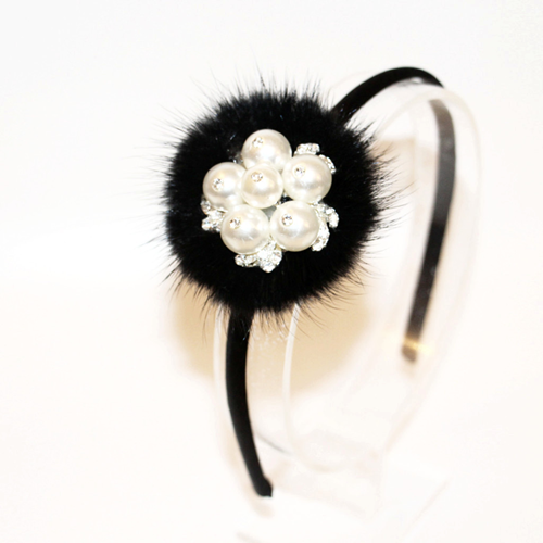 Babies and Bows Pearl and Fur Headband - Anabelle