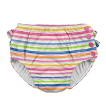 iPlay Mix & Match Ruffle Snap Reusable Absorbent Swimsuit Diaper - Pink Wavy Stripe