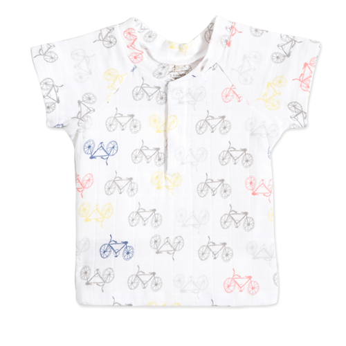 Aden + Anais Layette Short Sleeve Henley T-Shirt - Cycles