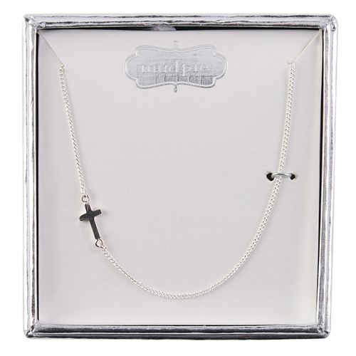 Mud Pie Sterling Silver Cross Necklace