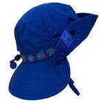 Calikids Boys Quick Dry Hat with Flap - Navy Peony