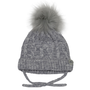 Calikids Cotton Cabled Knit Baby Hat - Cream/Grey Combo
