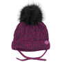 Calikids Cotton Cabled Knit Baby Hat - Magenta/Charcoal Combo