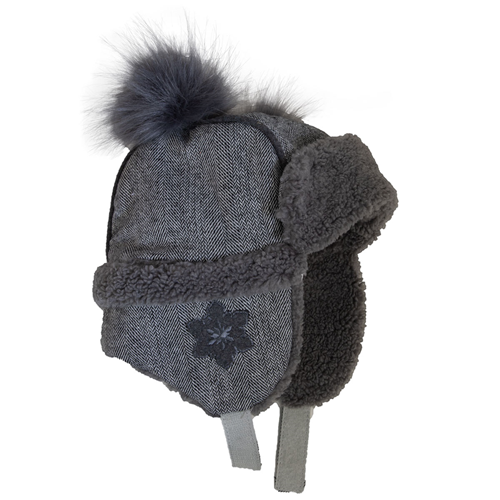 Calikids Wool Blend Snowflake Hat - Grey