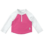 iPlay Long Sleeve Zip Rashguard Shirt-White & Hot Pink Colorblock