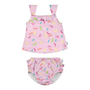 iPlay Two-Piece Ruffle Tankini W/Snap Reusable Absorbent Swim Diaper-Light Pink Dragonfly Pond