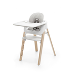 Stokke Steps High Chair Complete, Natural Legs w/ white seat and grey cushion