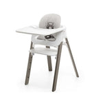 Stokke Steps High Chair Complete, Hazy Grey Legs w/ white seat and grey cushion