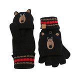 FlapJackKids Knitted Fingerless Gloves - Black Bear