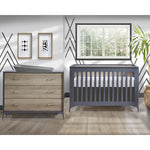 Tulip Metro Convertible Crib & 3 Drawer Dresser XL, CHARCOAL/NATURAL