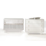 Tulip Tate Classic Crib and 3 Drawer Dresser XL (FLOOR MODEL), All White