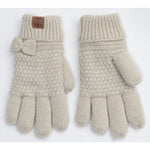 Calikids Knit Bow Gloves - Beige