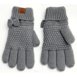 Calikids Knit Bow Gloves - Grey