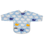 Kushies Cleanbib with Sleeves - Blue Whales