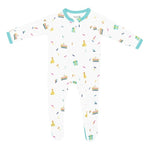 Kyte Printed Zippered Footie - Cloud Party