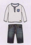 7 for All Mankind White/Navy Top with Medium Indigo Jeans