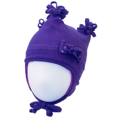 Calikids Girls Fleece Bow Hat with Sequins - (W1513)